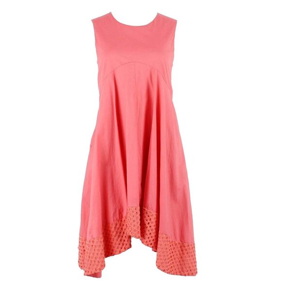Nanette Lepore Dresses & Skirts - Nanette Lepore Sz 8 Coral Asymmetric Eyelet Hem Back Zip Lined Poly Blend Dress